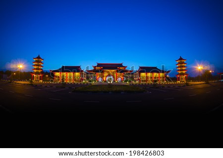 chinese traditional building at twilight time