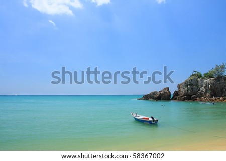 boat at blue sea in asian beach