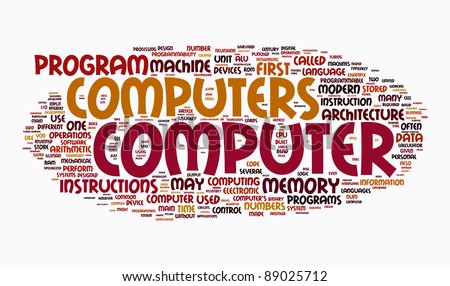 computer text clouds on white background