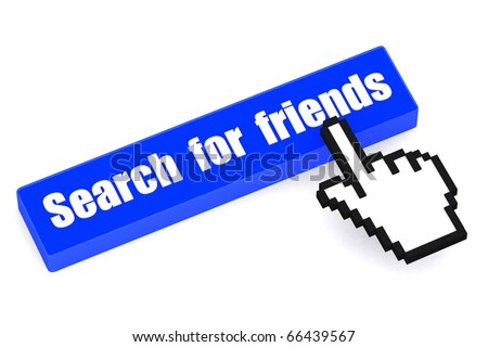 3d button Search for friends with hand cursor on white isolated ...