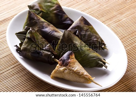 Sata(Grilled fish with coconut parcel in banana leaves) popular food in Terengganu,Malaysia