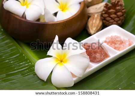 White frangipani with salt soap crystal