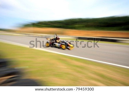 A motion blur of racing car