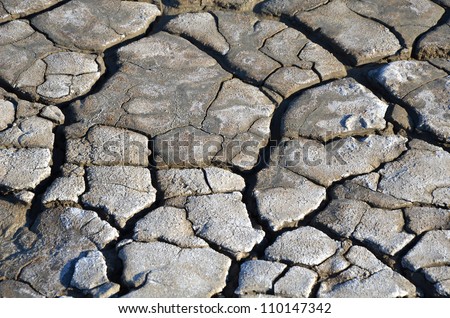 dry; earth; ground; soil; drought; crack; cleft; fissure; clay; desert; grey; salt; mud; peloid