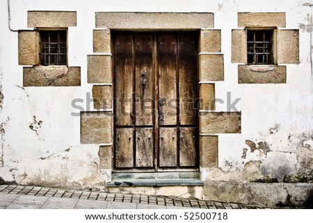 The facade of an old and rustic house in Galicia (Spain)