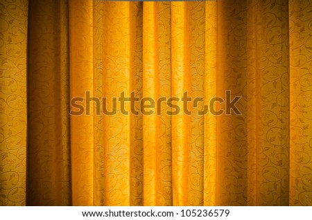 Gold vertical fabric Curtain for web page background