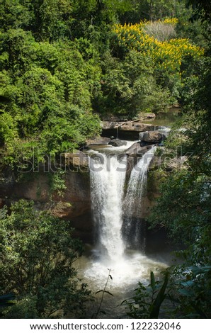 Top View of Haew suwat waterfall in kao yai national park thailand