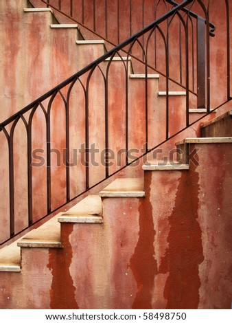 red stair and black steel