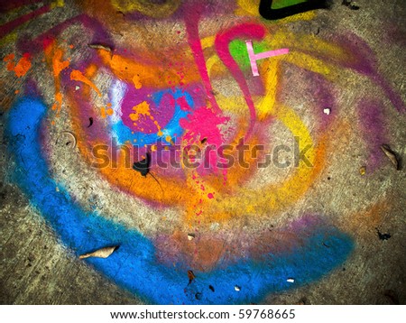 Color full spray paint on floor