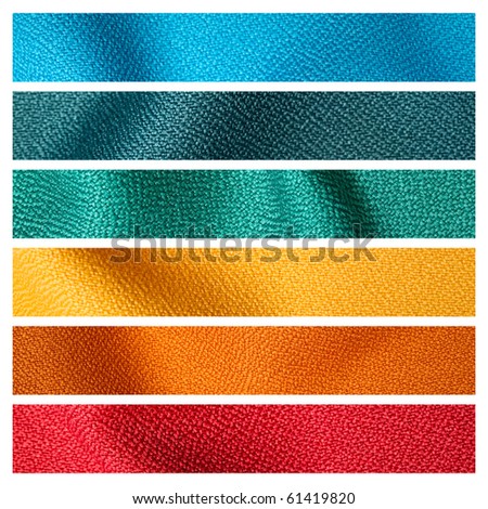 Six Color Fabric Texture Sample For Interior Design Stock Photo 