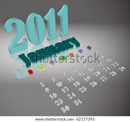 January 2011 Calendar Vertical. stock vector : january 2011