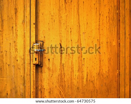 Door handle and steel door painted Orange color