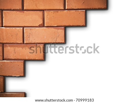 Brick wall on white background