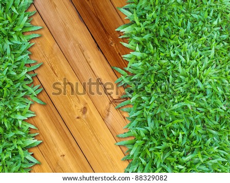 More Right Green Grass on Wood for web page background