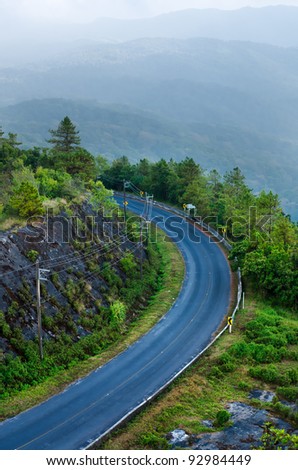 Beautiful curved road on the mountain in the morning