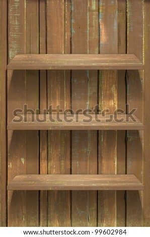 Three brown wood shelf fixing on panel