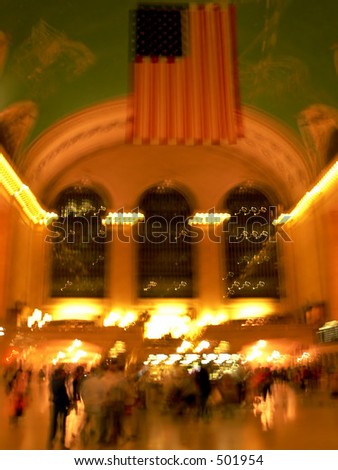Grand Central Terminal in New York City -- Intentional blur to show fast pace of Grand Central Station