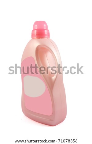Bottle of laundry detergent and fabric softener on a white background