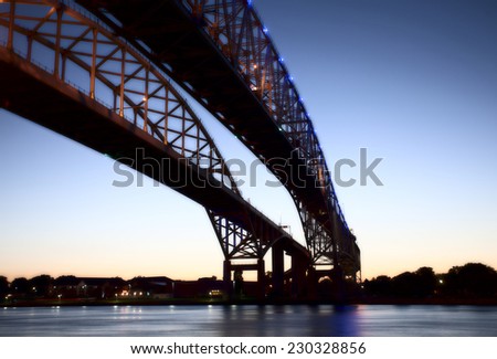 Night Photo Blue Water Bridge Ontario Michigan Sarnia Port Huron