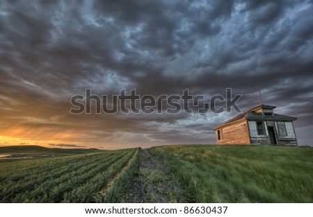 sunset nad durum wheat crop storm clouds