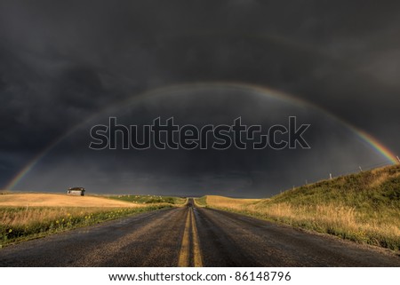 Prairie Storm Rainbow Saskatchewan CAnada Hail dramatic