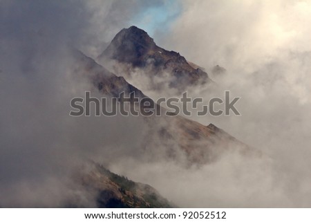 Low clouds over Coast Mountains of British Columbia