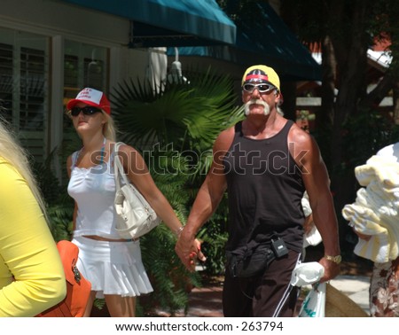 Hulk Hogan shopping in Key West during spring break while filming new reality show.