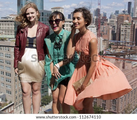 NEW YORK - SEPT 10: Kaitlyn Jenkins, Ann Yee, and India De Beaufort at the ANN YEE Spring/Summer 2013 collection presentation during Mercedes-Benz Fashion Week in New York on September 10, 2012.