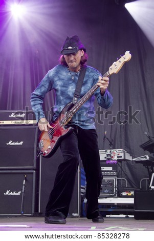 CLARK, NJ - SEPT 17: Bass player Todd Ronning performs with The Paul Rodgers Band at the Union County Music Fest on September 17, 2011 in Clark, NJ.