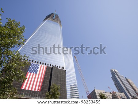NEW YORK – OCT 8: Progress on rebuilding the World Trade Center, which was destroyed in the 9/11 attacks, continues on October 8, 2011 in New York City.  One WTC will be known as The Freedom Tower.