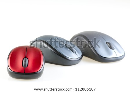 computer mouse devices isolated on white horizontal