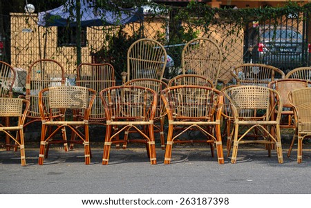 Bamboo furniture on street sales