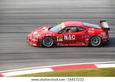 stock photo SEPANG MALAYSIA JUNE 20 LMP Ferrari car 27 at turn
