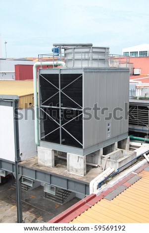Giant air conditioner outdoor unit. Concept of industrial ventilation.