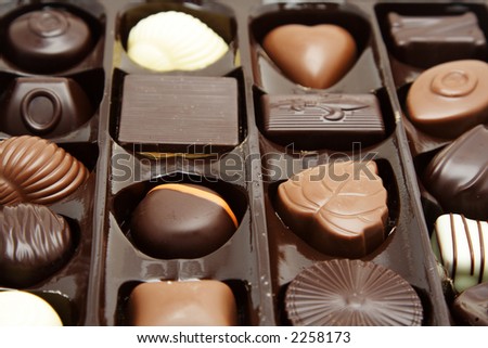 Different kind of chocolates in a box