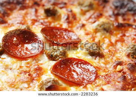 A closeup shot of delicious pepperoni pizza