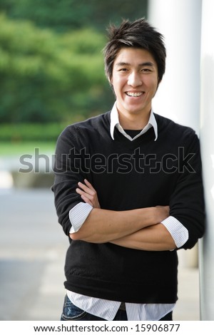 A shot of a happy young asian student