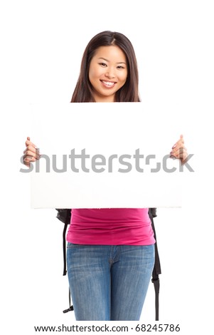 An isolated shot of a beautiful asian college student
