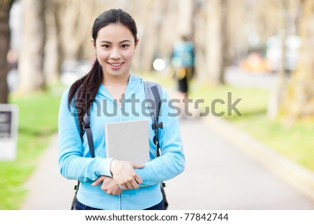 A shot of an Asian college student on campus