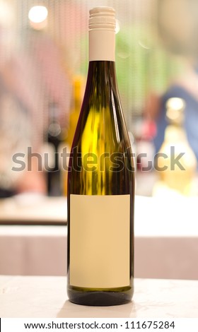 empty label, wine with blur background