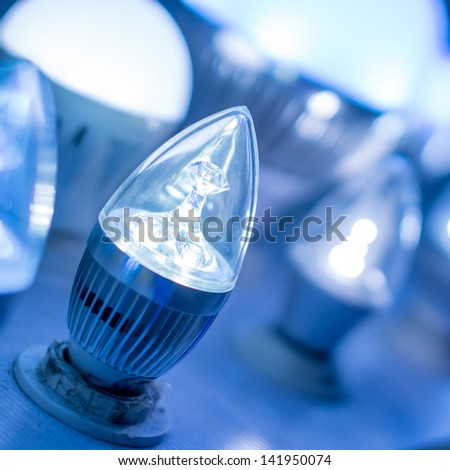 some led lamps blue light science and technology background