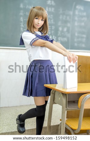 Asin girl in student sailor suit  japanese style