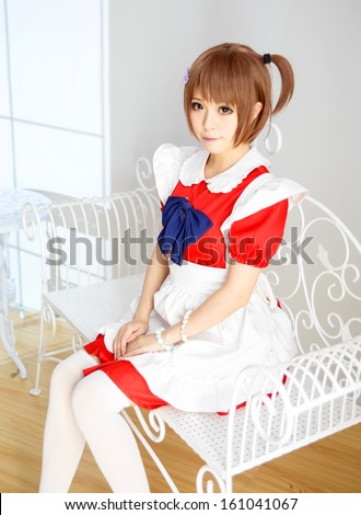 asian girl maid cosplay anime  japanese style