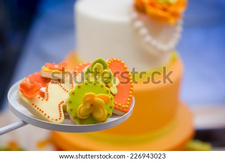 wedding sweet dessert Fondant Cake on the table