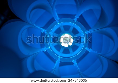 led lamp blue light blur science and technology background