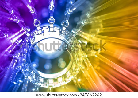 led lamp blue light blur science and technology background