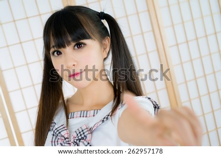 japanese student girl woman in tatami room asian anime