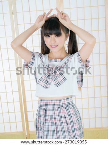 japanese student girl lady in tatami room  asian anime