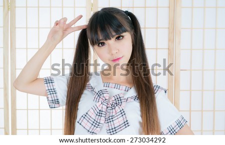 japanese student girl lady in tatami room  asian anime