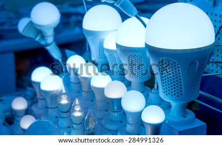 some led lamps blue light science and technology background